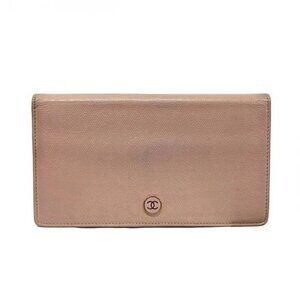 CHANEL CC Button - Pink Leather Long Wallet